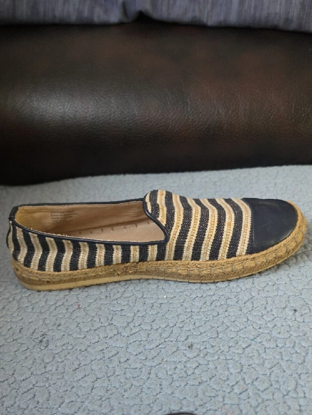 Charter Club Navy and Natural Striped Espadrille Flats